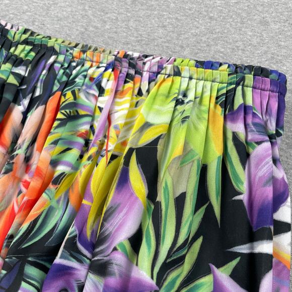 Elie Elie Tahari Skirt Small Tropical Floral Print Tiered Midi Pleated Flounce - Picture 12 of 15